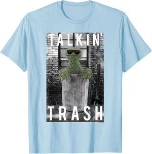 Sesame Street Oscar The Grouch Talkin' Trash T-Shirt - T-Shirt | Light Blue