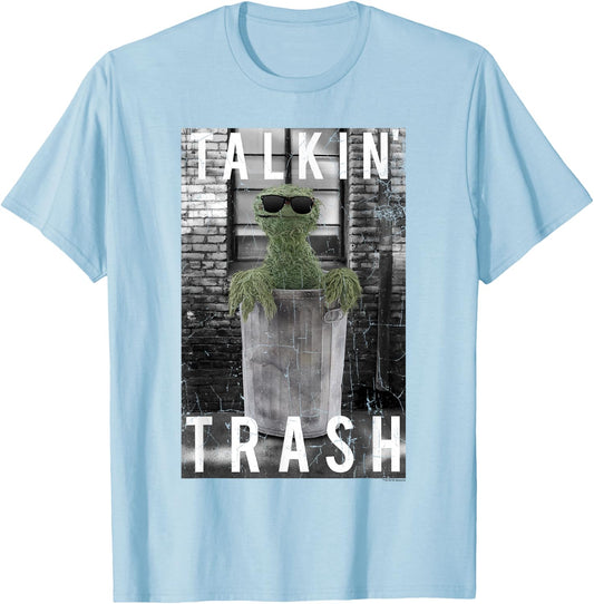 Sesame Street Oscar The Grouch Talkin' Trash T-Shirt - T-Shirt | Light Blue