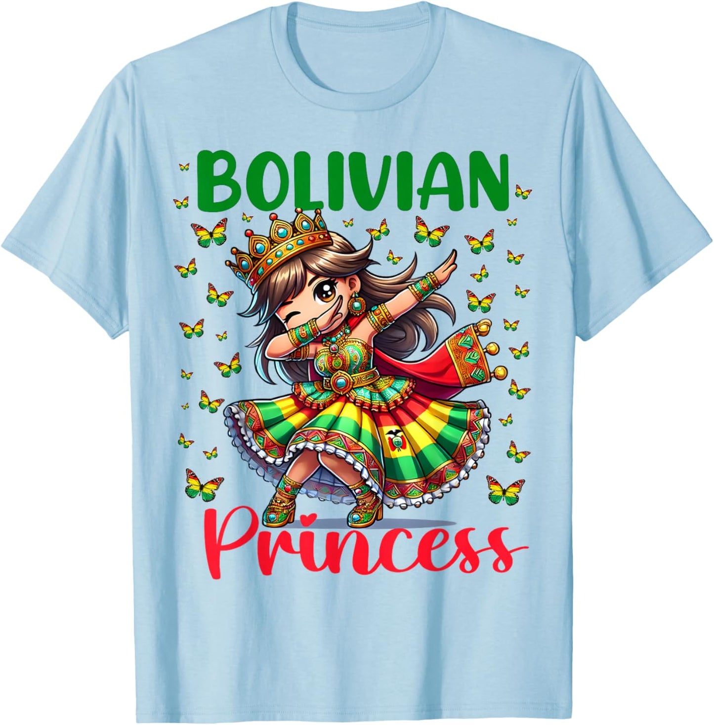 Bolivian Princess Dab Girl Flag Dress Heritage for Kids T-Shirt - T-Shirt | Light Blue