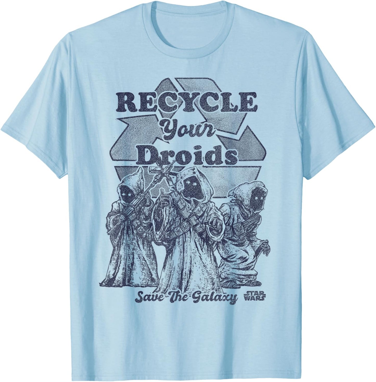 Star Wars Jawas Recycle Your Droids Save The Galaxy Portrait T-Shirt - T-Shirt | Light Blue