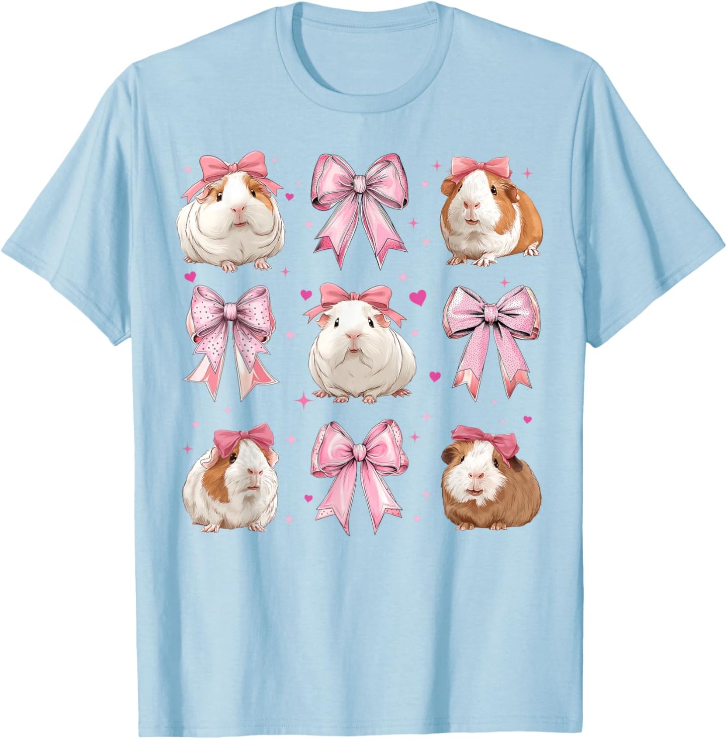 Guinea Pig Pet Girl Coquette Bow Pink Mom T-Shirt - T-Shirt | Light Blue