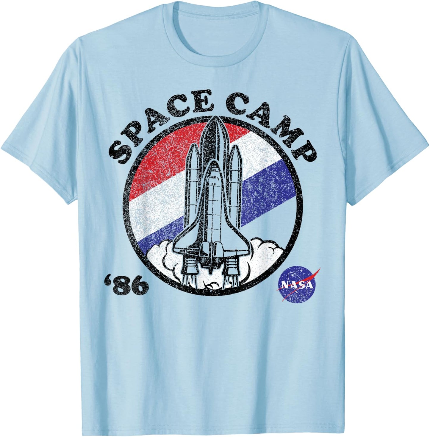 NASA Space Camp Red White and Blue '86 Badge T-Shirt - T-Shirt | Light Blue
