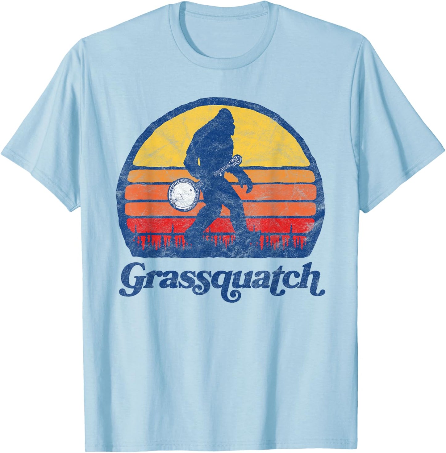 Grassquatch! Funny Bigfoot & Banjo Bluegrass Sasquatch Shirt T-Shirt - T-Shirt | Light Blue
