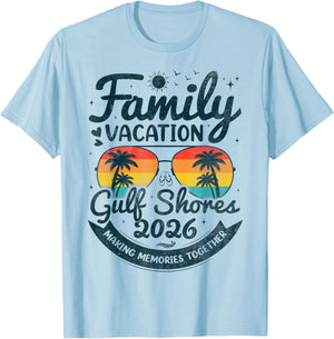 Family Vacation Gulf Shores 2026 Vintage Alabama Group T-Shirt - T-Shirt | Light Blue