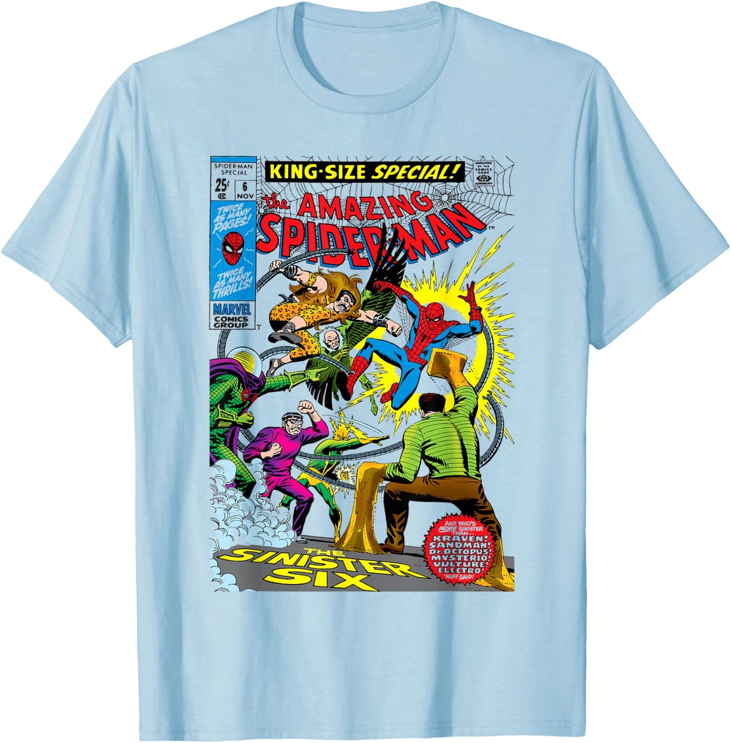 Marvel The Amazing Spider-Man Retro Comic Cover White T-Shirt - T-Shirt | Light Blue