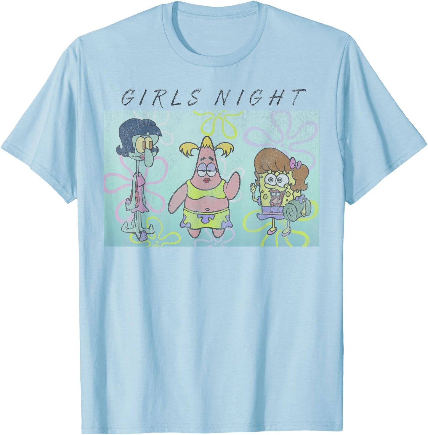 SpongeBob SquarePants Patrick Squidward Girls Night T-Shirt - T-Shirt | Light Blue