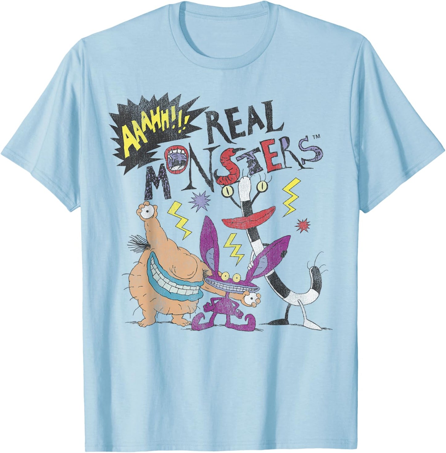 Aaahh!!! Real Monsters Friends Spooky Scary Retro Group Shot T-Shirt - T-Shirt | Light Blue