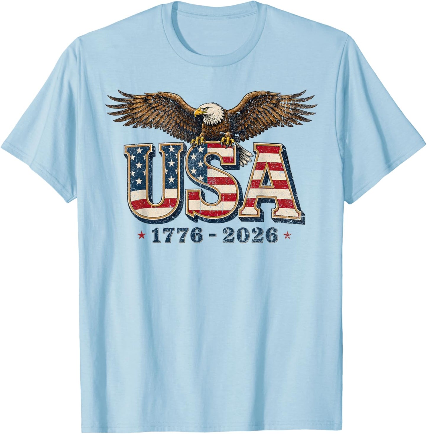 Vintage USA Shirts Men Women Kids Eagle 250 Years 1776 2026 T-Shirt - T-Shirt | Light Blue