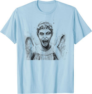 Weeping Angel Watercolor Sci-Fi Scary Don't Blink T-Shirt - T-Shirt | Light Blue