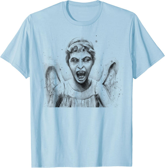 Weeping Angel Watercolor Sci-Fi Scary Don't Blink T-Shirt - T-Shirt | Light Blue