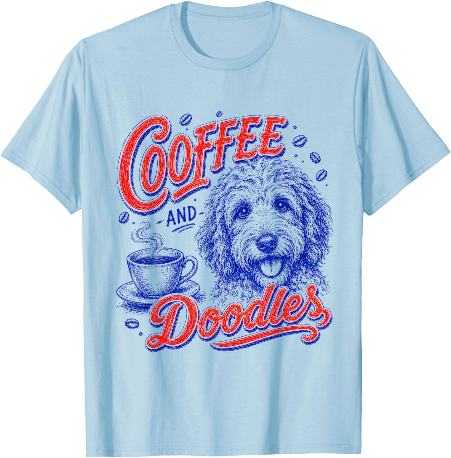 Coffee and Doodles Funny Doodles Coffee Club Pet Lover Men T-Shirt - T-Shirt | Light Blue