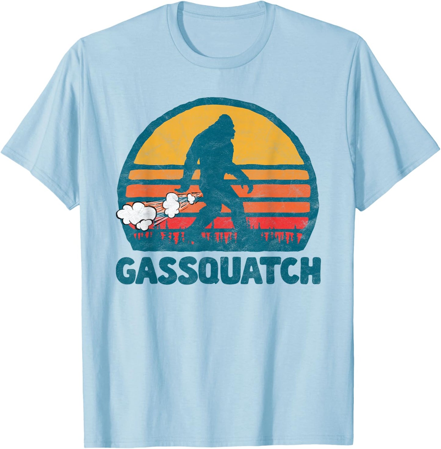 Gas squatch! Funny Farting Bigfoot Retro Fart T-Shirt - T-Shirt | Light Blue
