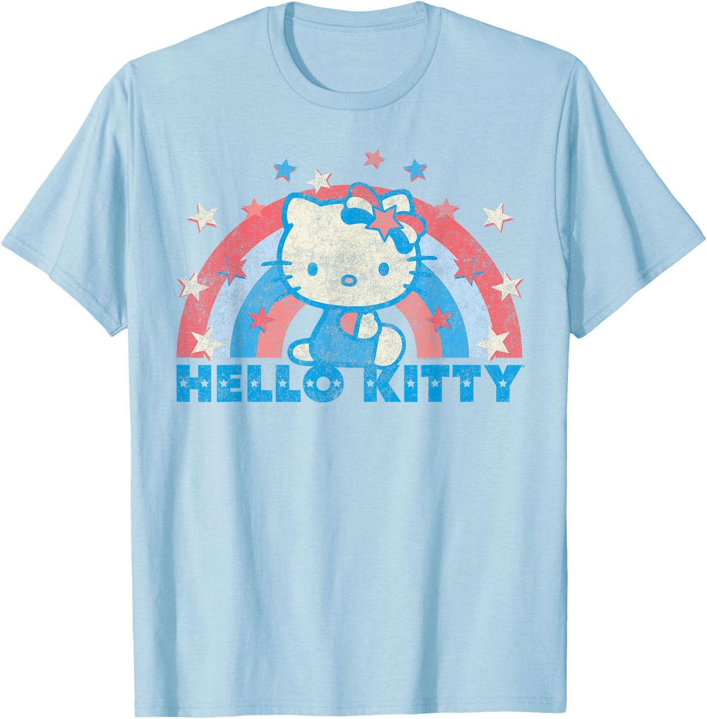 Hello Kitty America USA Rainbow T-Shirt - T-Shirt | Light Blue