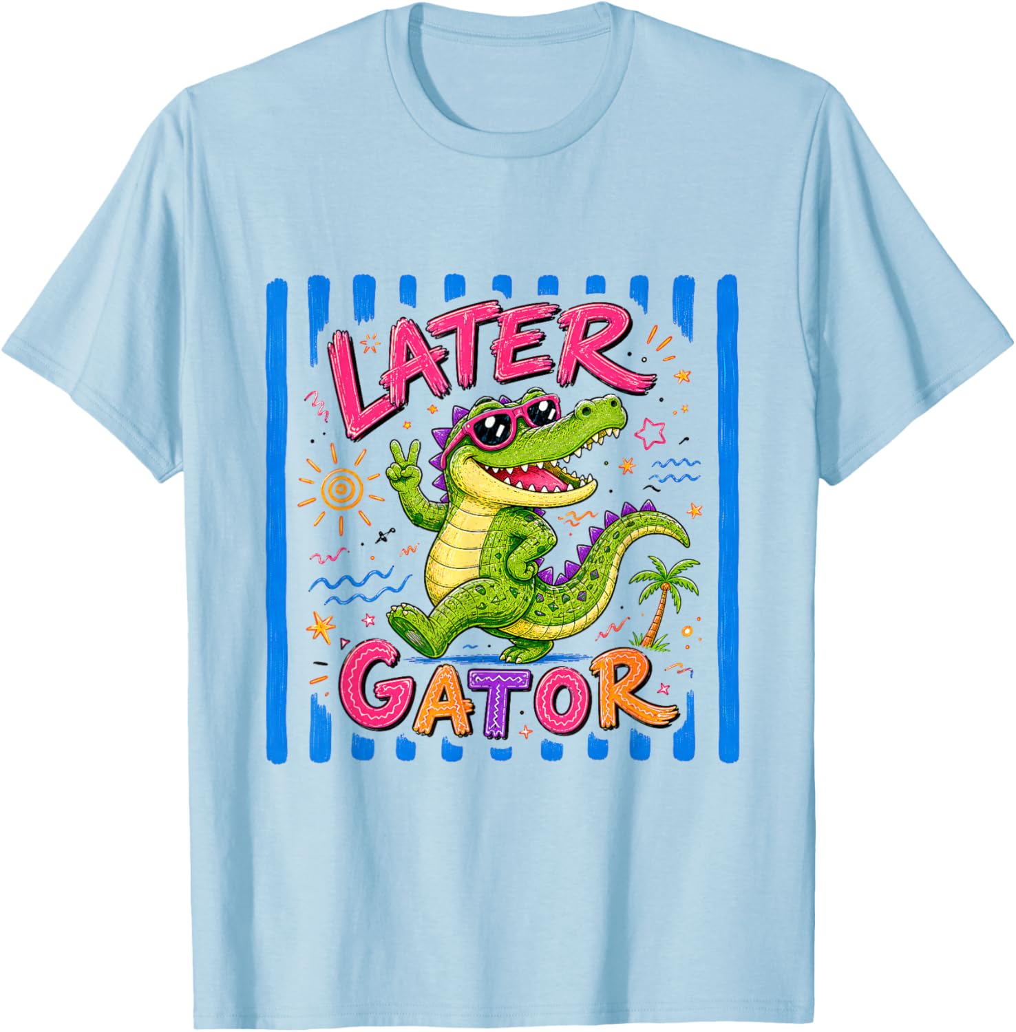 Vintage Later Gator Alligator Pun Animal Lover Summer Top T-Shirt - T-Shirt | Light Blue