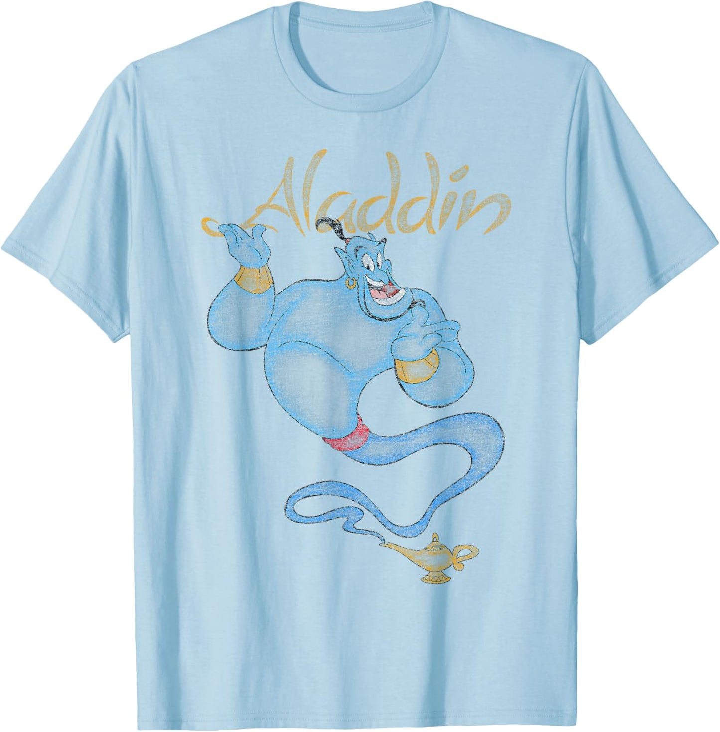 Disney Aladdin Distressed Genie Floating T-Shirt - T-Shirt | Light Blue