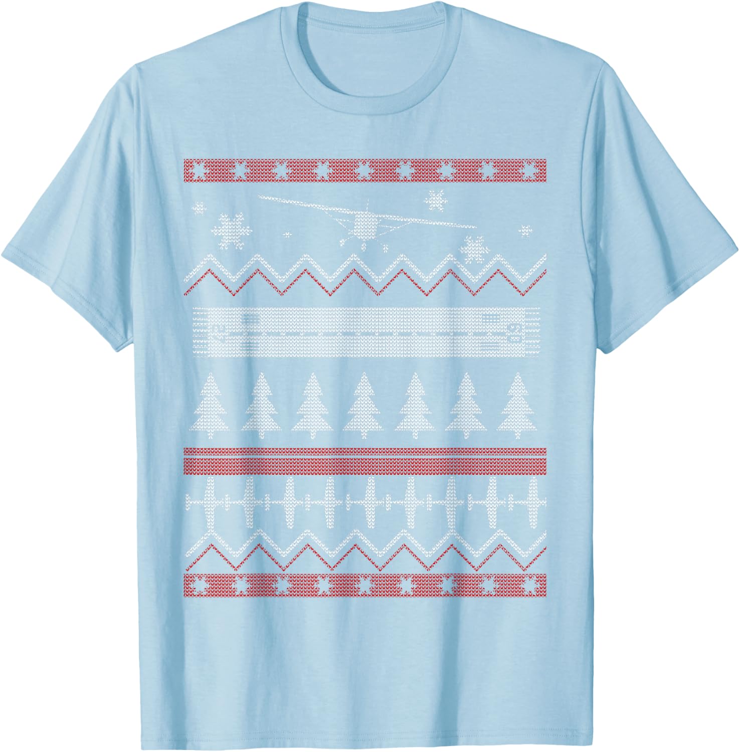 A GA Christmas Ugly Christmas "Sweater" Xmas Pilot T-Shirt - T-Shirt | Light Blue