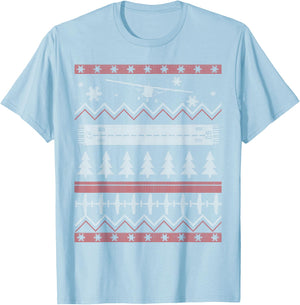 A GA Christmas Ugly Christmas "Sweater" Xmas Pilot T-Shirt - T-Shirt | Light Blue