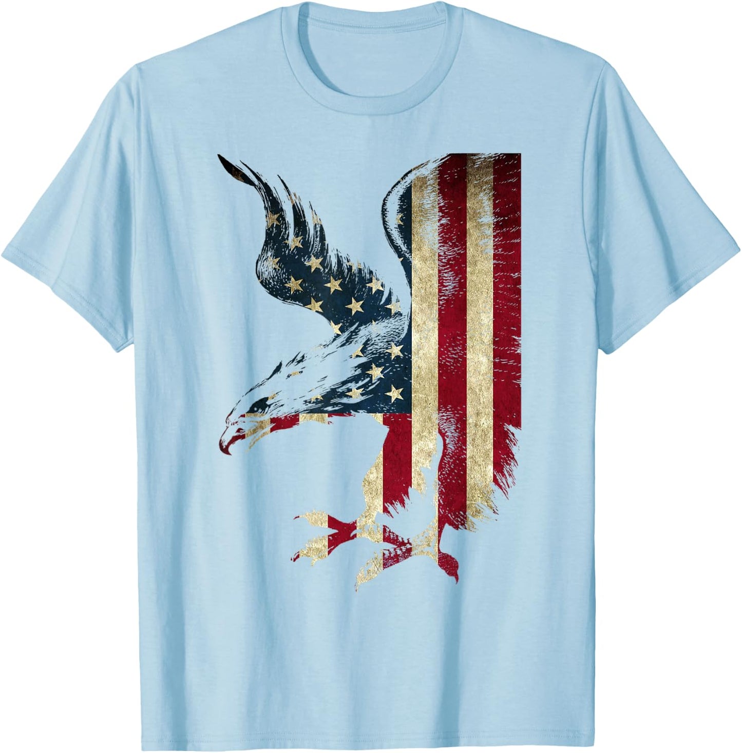 American Patriot Freedom Eagle USA Flag Airborne Design T-Shirt - T-Shirt | Light Blue