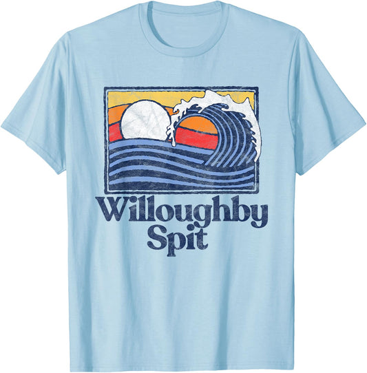 Willoughby Spit Retro Surfer Vintage Beach & Wave Men Women Girls Kids T-Shirt - T-Shirt | Light Blue