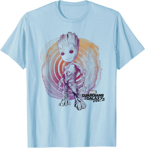 Marvel Guardians Vol. 2 Groot Watercolor Swirl C1 T-Shirt - T-Shirt | Light Blue