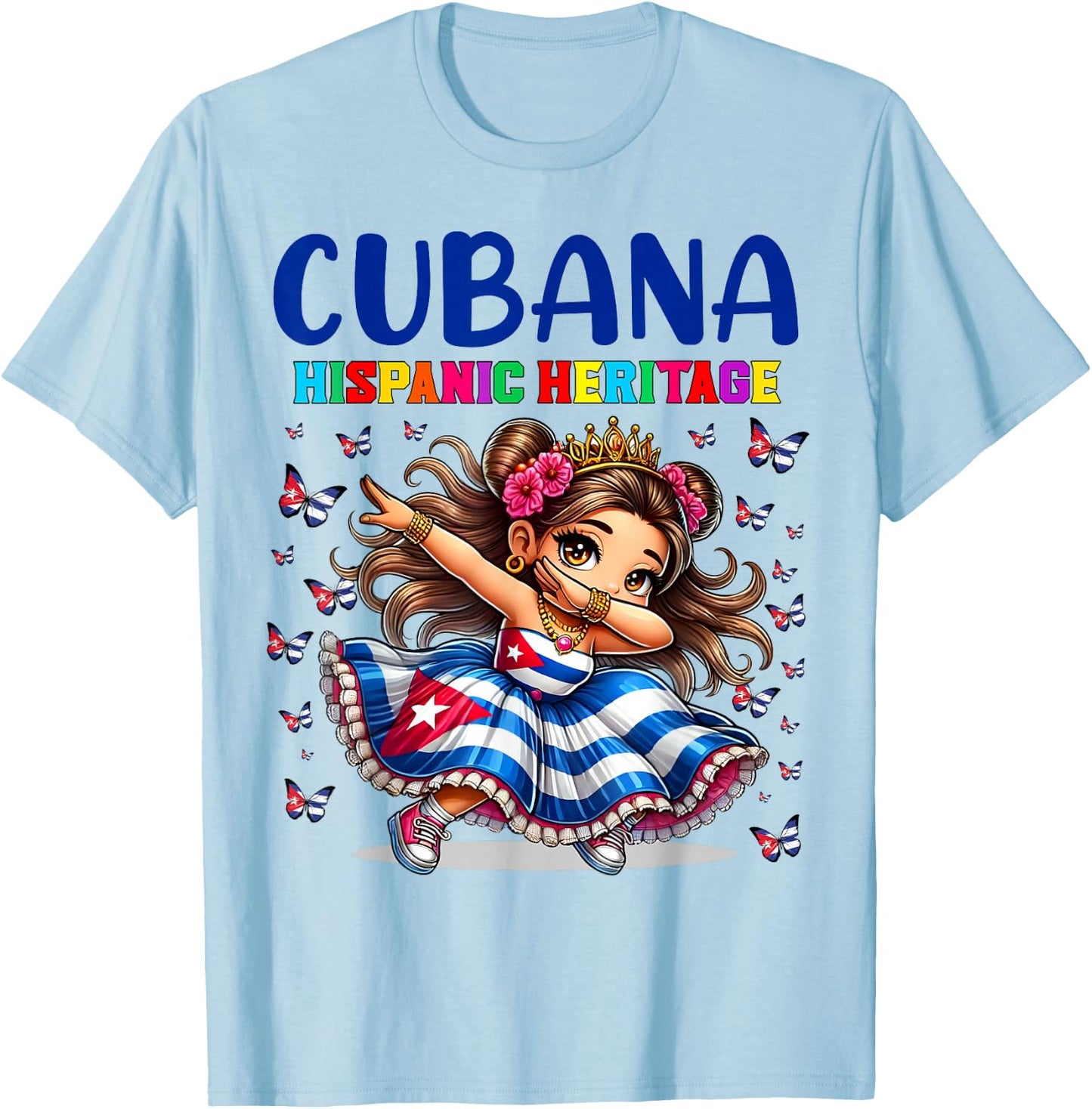 Cuba Hispanic Heritage Month Celebration girls kids T-Shirt - T-Shirt | Light Blue