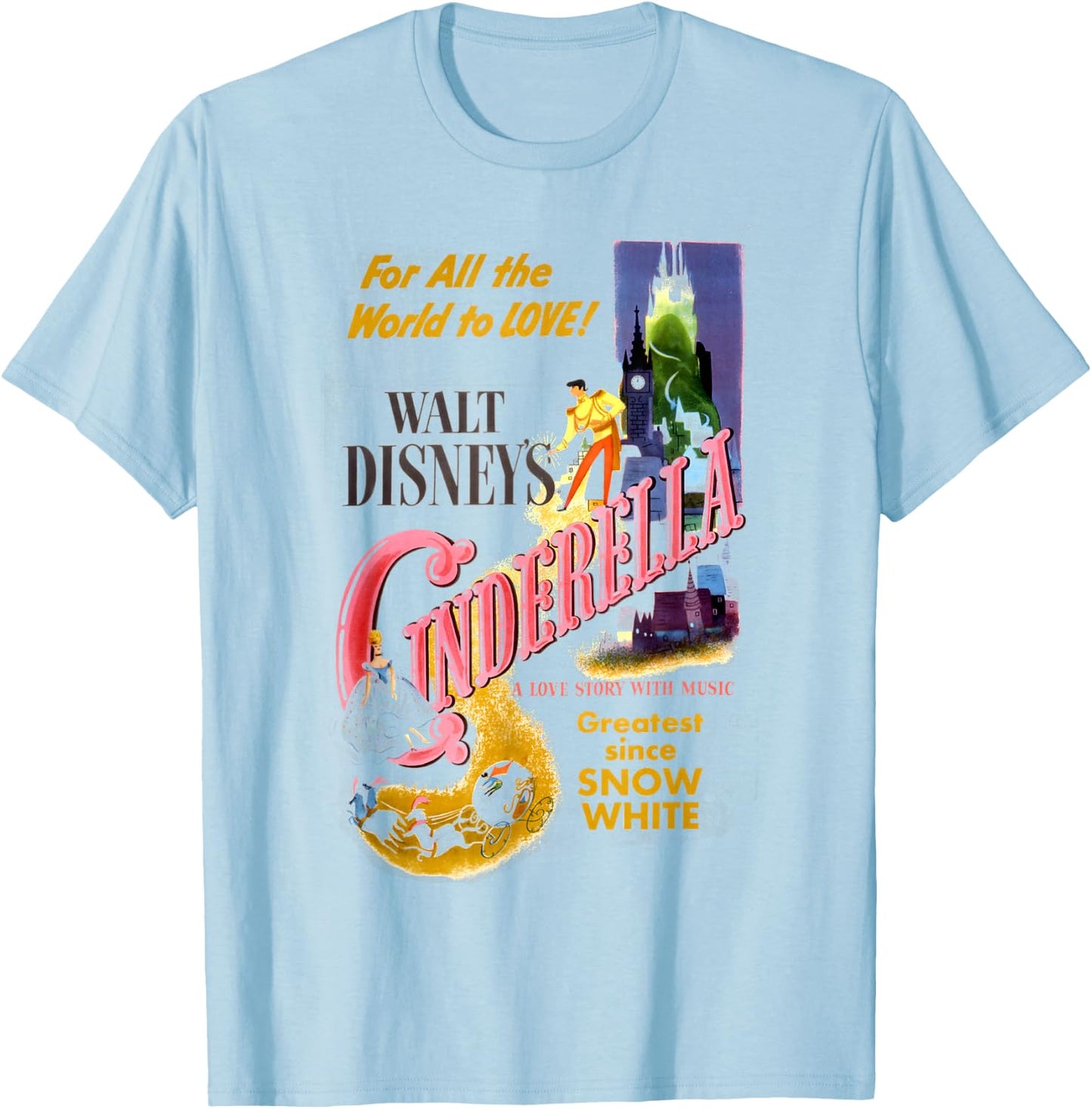 Disney Cinderella Vintage Movie Box Art Poster Small T-Shirt - T-Shirt | Light Blue