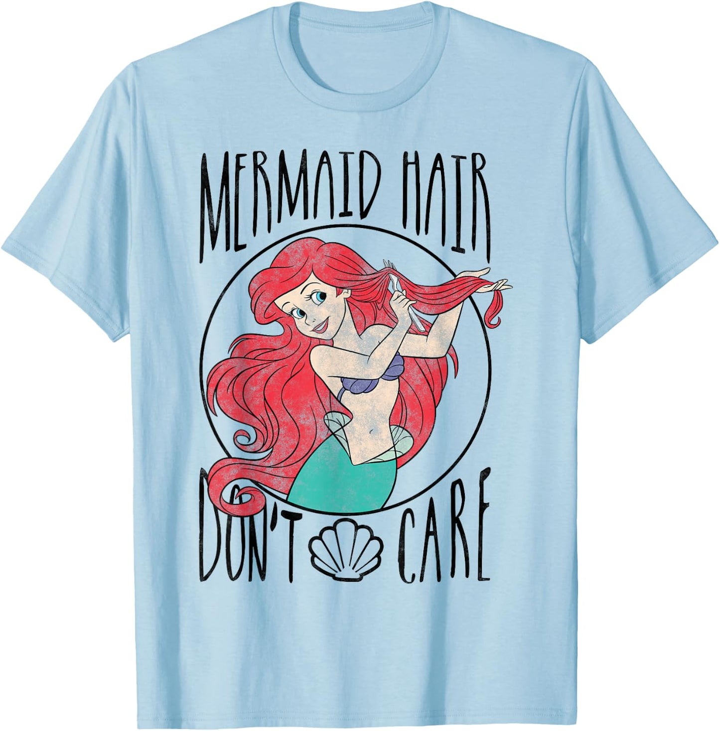 Disney The Little Mermaid Ariel Mermaid Hair Don't Care T-Shirt - T-Shirt | Light Blue