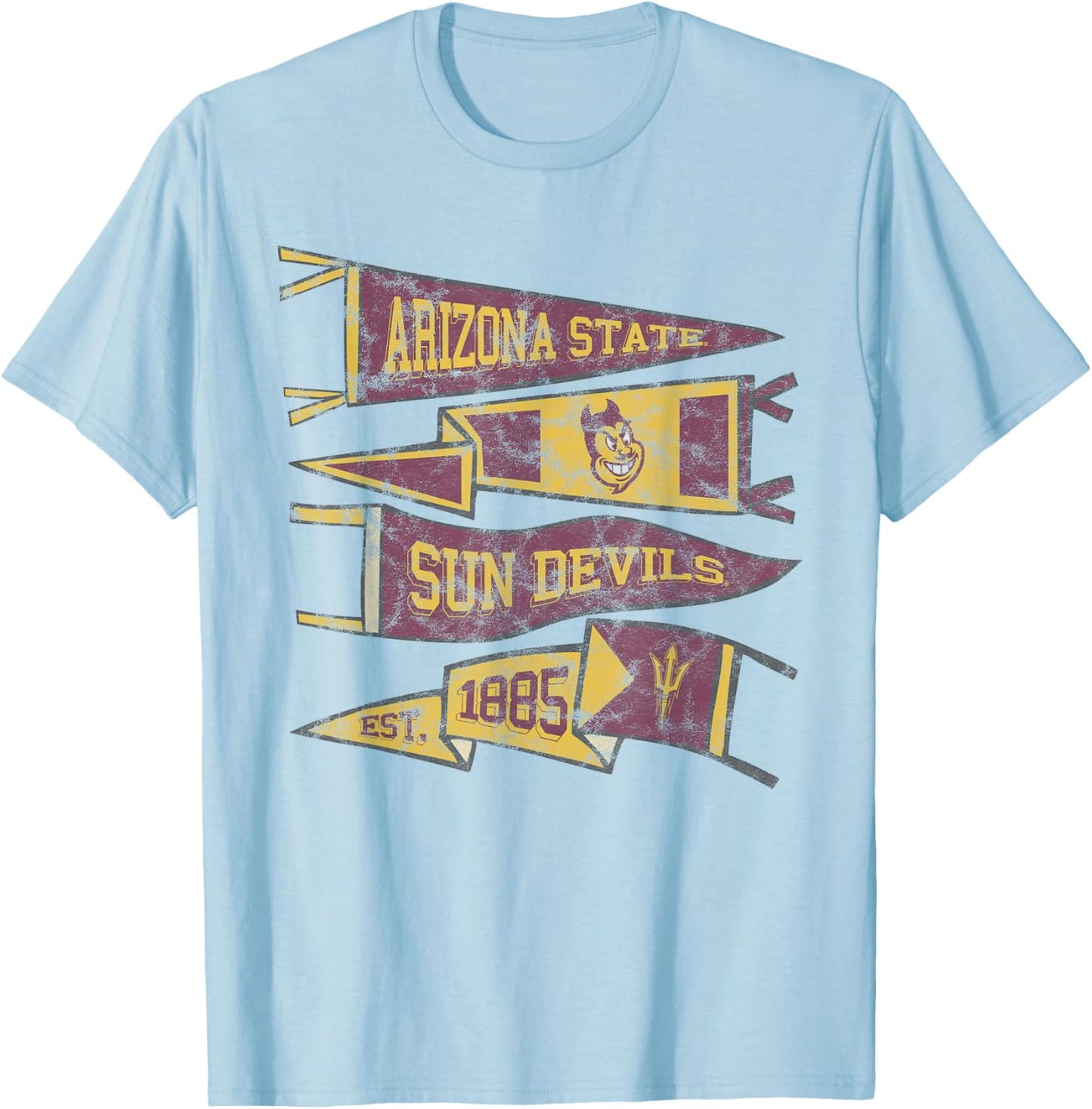 Arizona State University Sun Devils Distressed Pennants T-Shirt - T-Shirt | Light Blue