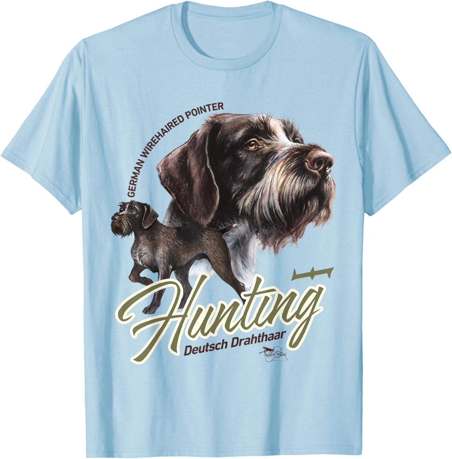 German Wirehaired Pointer Hunting Dog GWP T-Shirt - T-Shirt | Light Blue