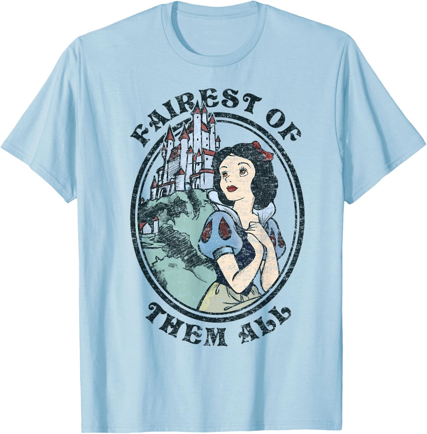 Disney Snow White Fairest of Them All Vintage Portrait T-Shirt - T-Shirt | Light Blue
