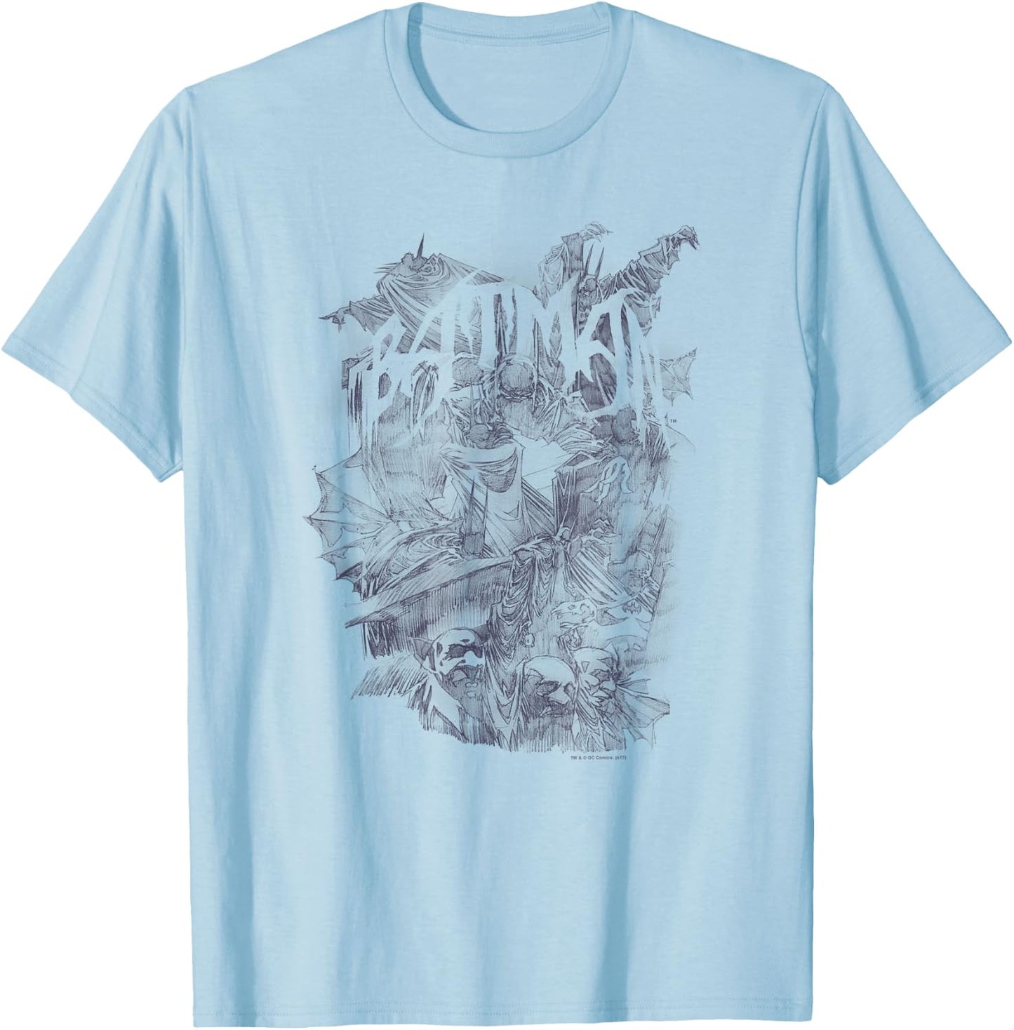 Batman Pencil Bat Collage T Shirt T-Shirt - T-Shirt | Light Blue