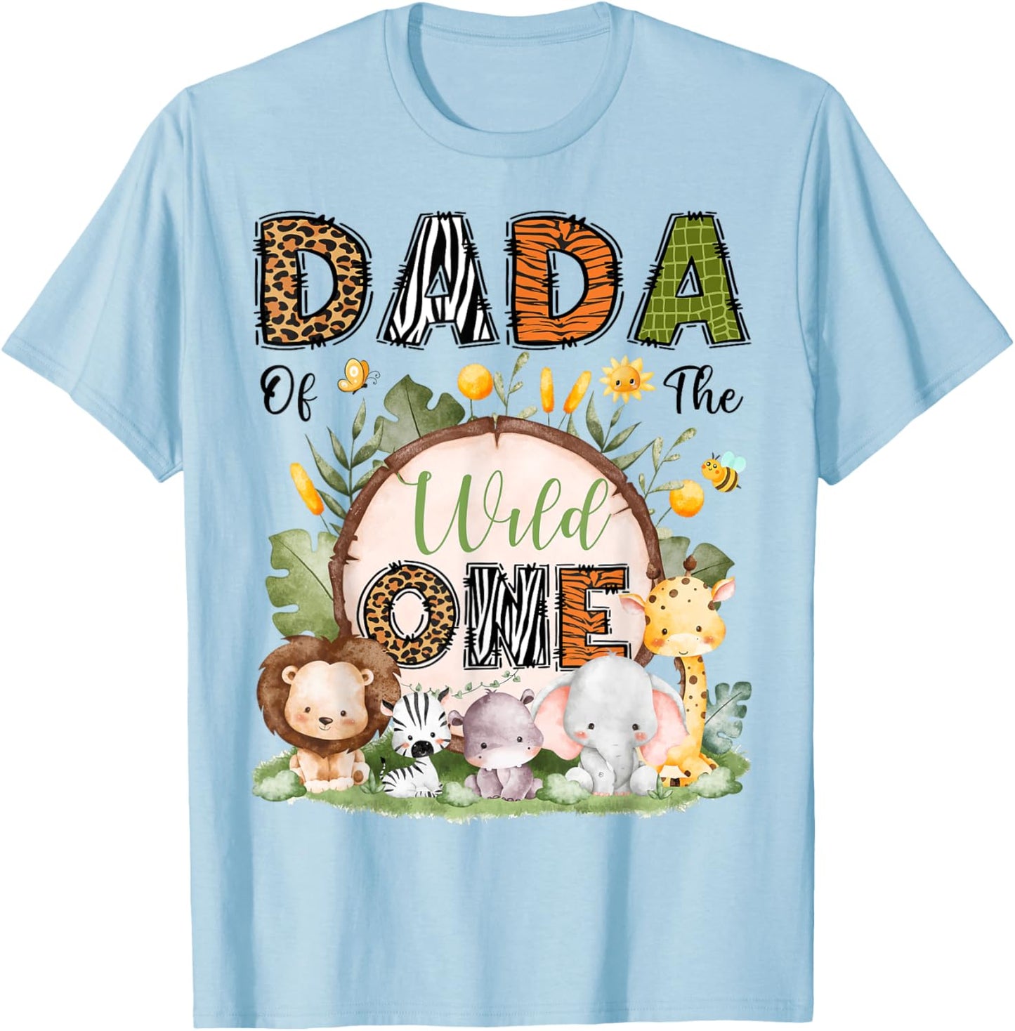 Dada Of The Wild One 1St Bday Kids Safari Jungle T-Shirt - T-Shirt | Light Blue