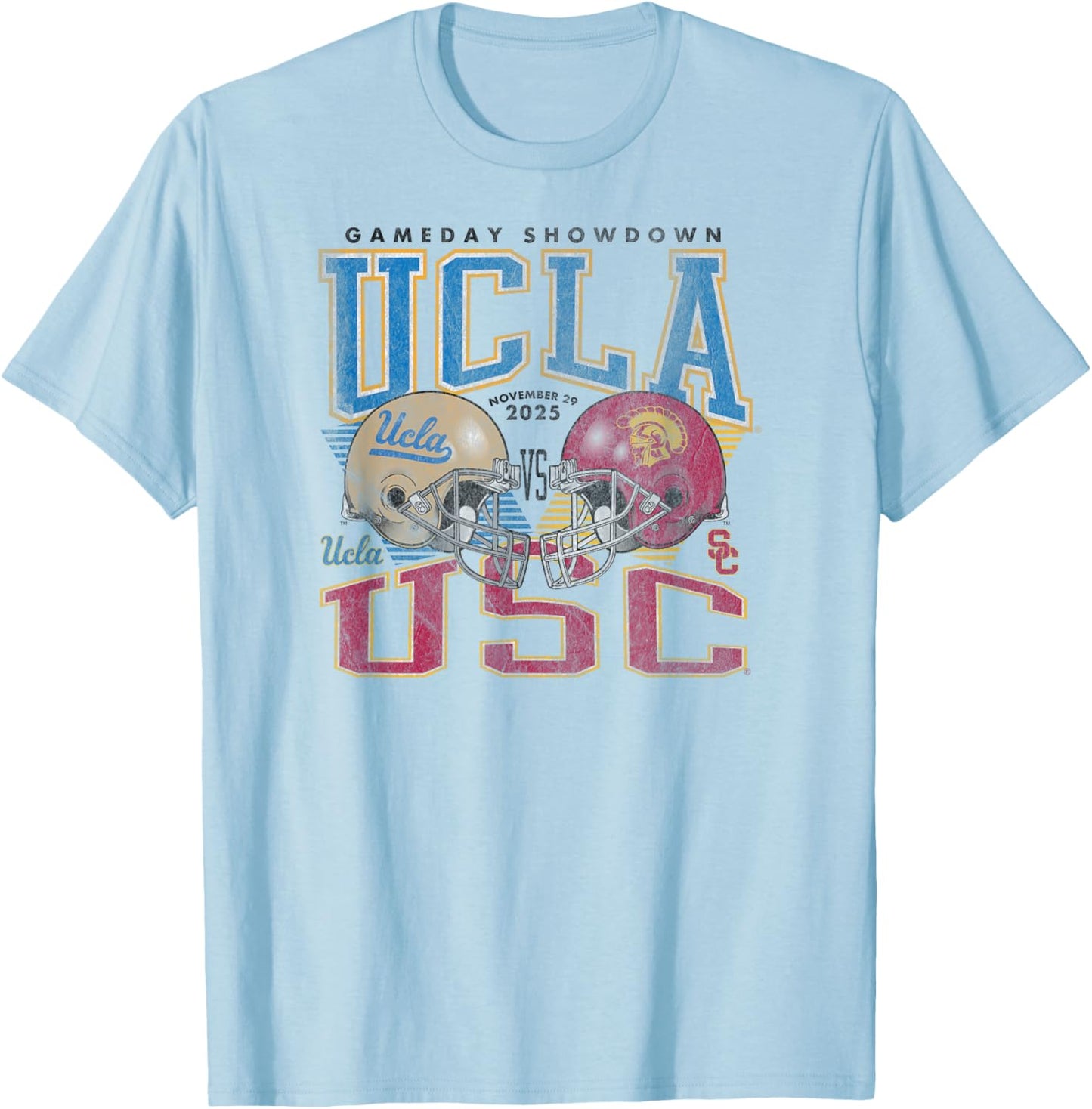 UCLA Bruins vs USC Trojans 2025 Vintage White T-Shirt - T-Shirt | Light Blue