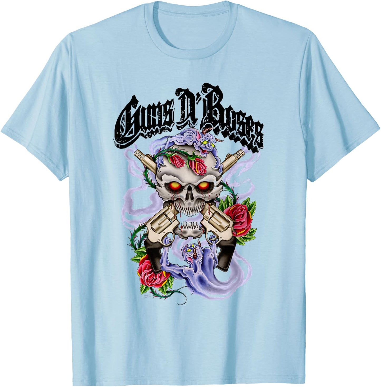 Guns N' Roses Official Guns N' Demons Purple Smoke T-Shirt - T-Shirt | Light Blue