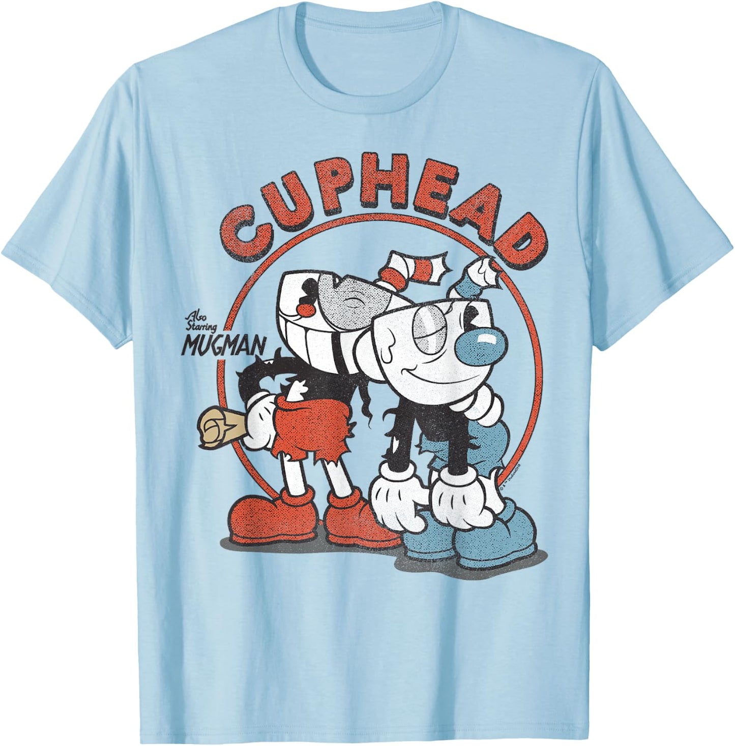 Cuphead Starring Mugman Rough & Ready T-Shirt - T-Shirt | Light Blue