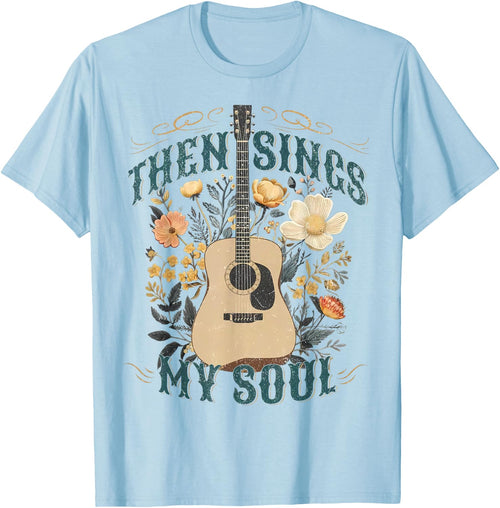 Vintage Floral Guitar Then Sings My Soul Christian Jesus
