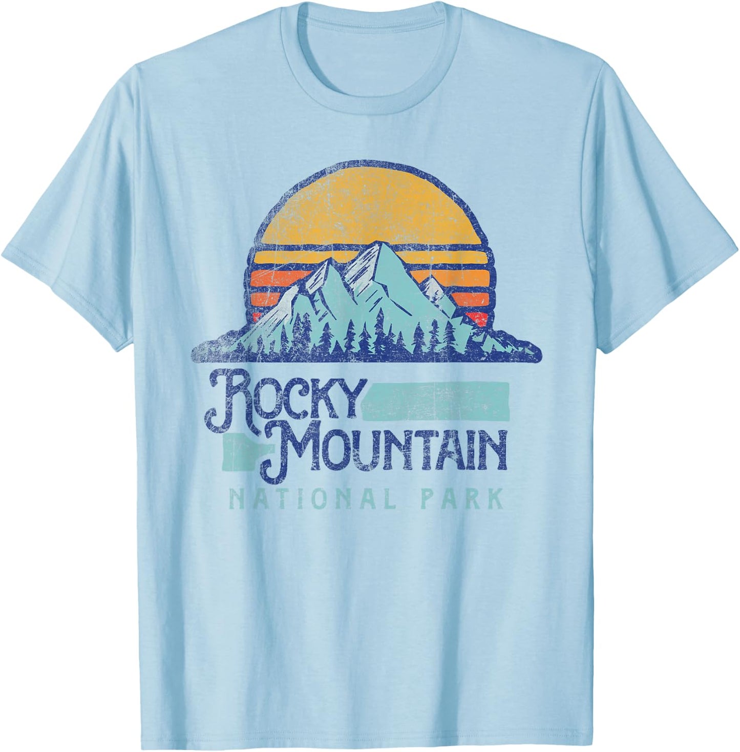 Vintage Rocky Mountain National Park Retro T-Shirt - T-Shirt | Light Blue