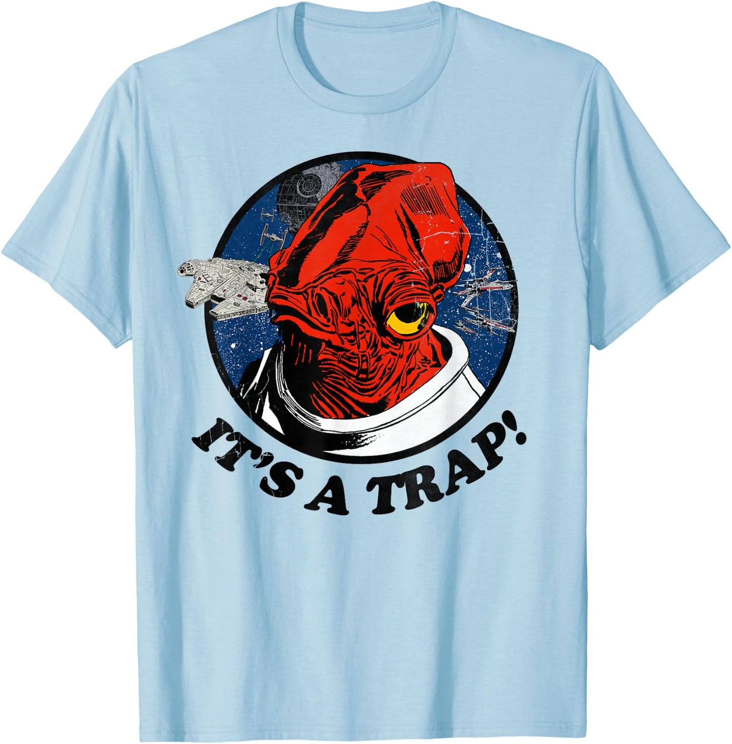 Star Wars Admiral Ackbar Falcon IT'S A TRAP! Graphic T-Shirt - T-Shirt | Light Blue