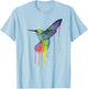 Rainbow Hummingbird Watercolor T-Shirt - T-Shirt | Light Blue