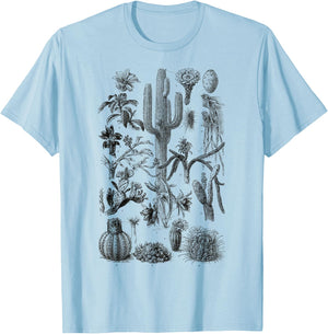 Vintage Cactus Chart Botanical Saguaro Cactus retro Desert T-Shirt - T-Shirt | Light Blue