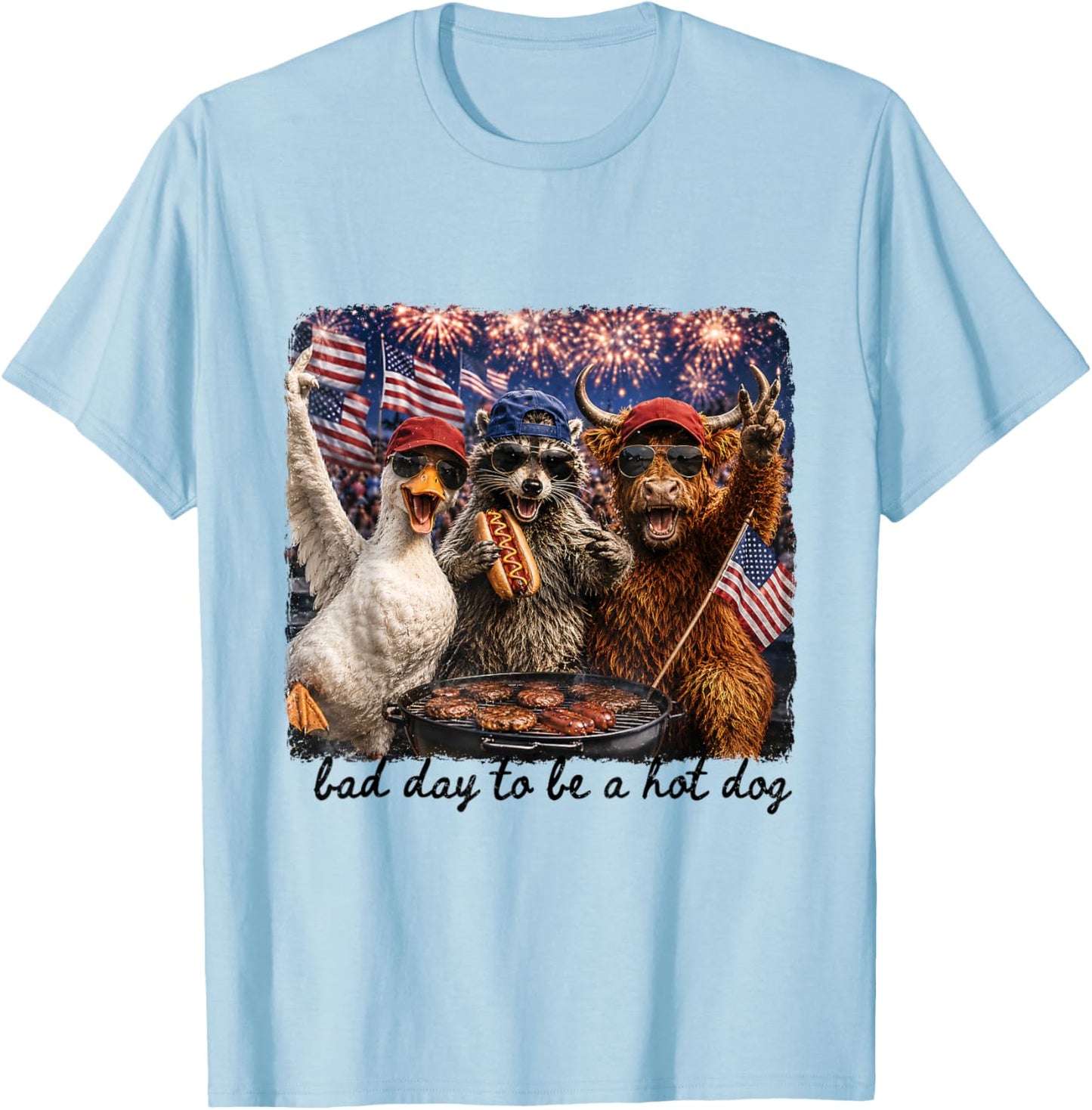 Bad Day to Be A Hot Dog Funny 4th of July BBQ Party T-Shirt - T-Shirt | Light Blue