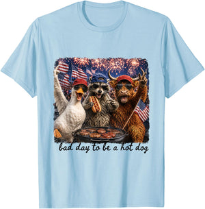 Bad Day to Be A Hot Dog Funny 4th of July BBQ Party T-Shirt - T-Shirt | Light Blue