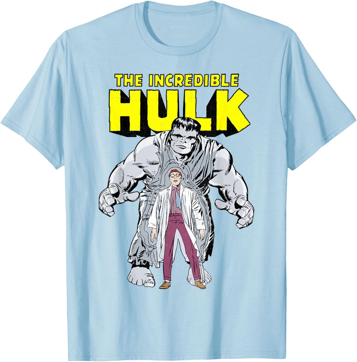 Marvel Hulk Retro Transformation Graphic T-Shirt - T-Shirt | Light Blue