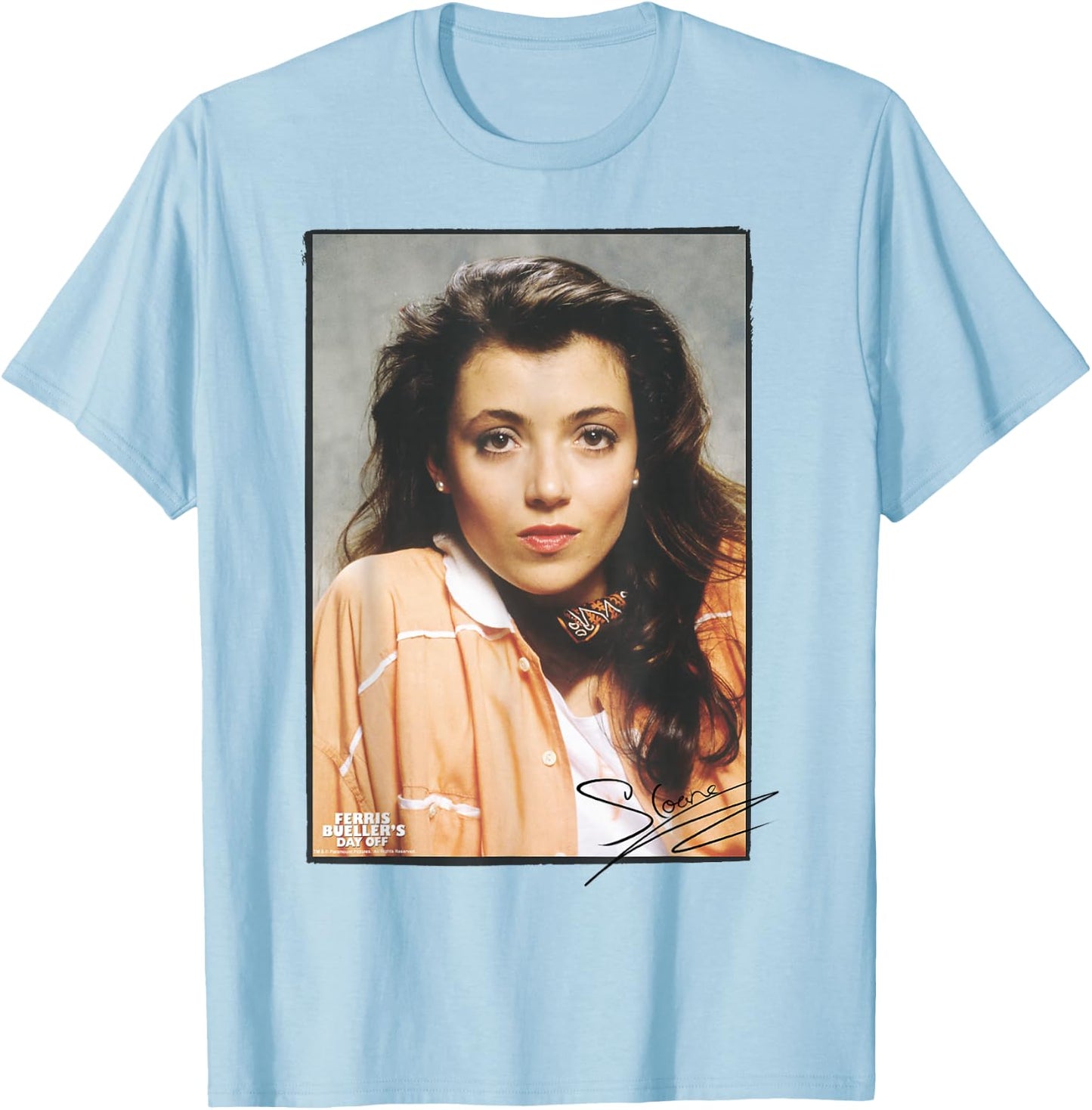 Ferris Bueller Sloane Peterson Signed Photo Graphic T-Shirt - T-Shirt | Light Blue