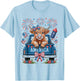 Coquette Highland Cow and Patriotic Truck 4th of July T-Shirt - T-Shirt | Light Blue