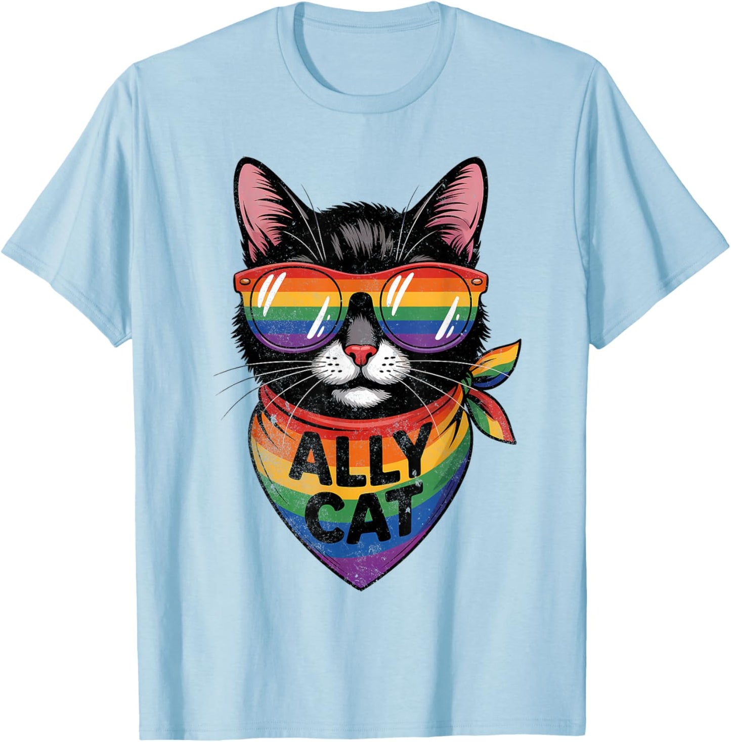 Ally Cat Pride Men Women T-Shirt - T-Shirt | Light Blue
