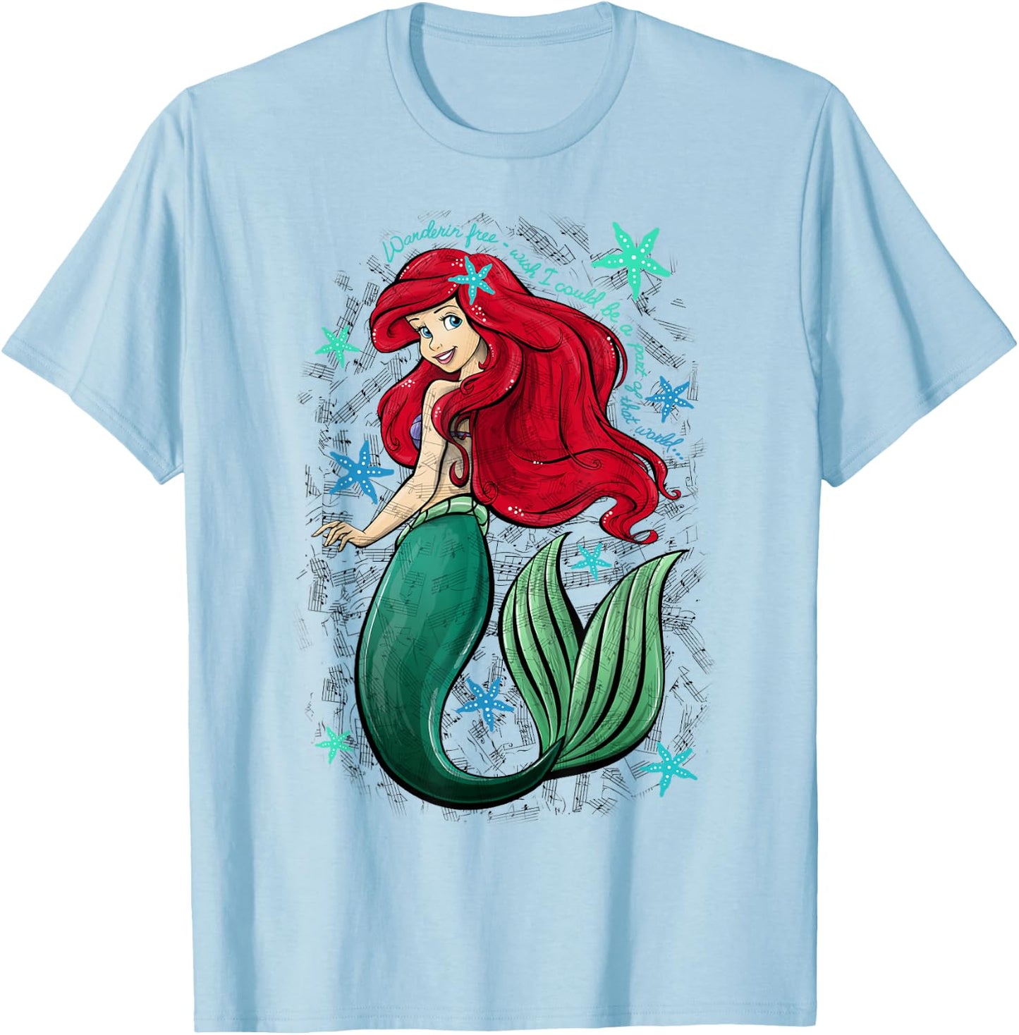 Disney The Little Mermaid Ariel's Song Music Notes Small T-Shirt - T-Shirt | Light Blue