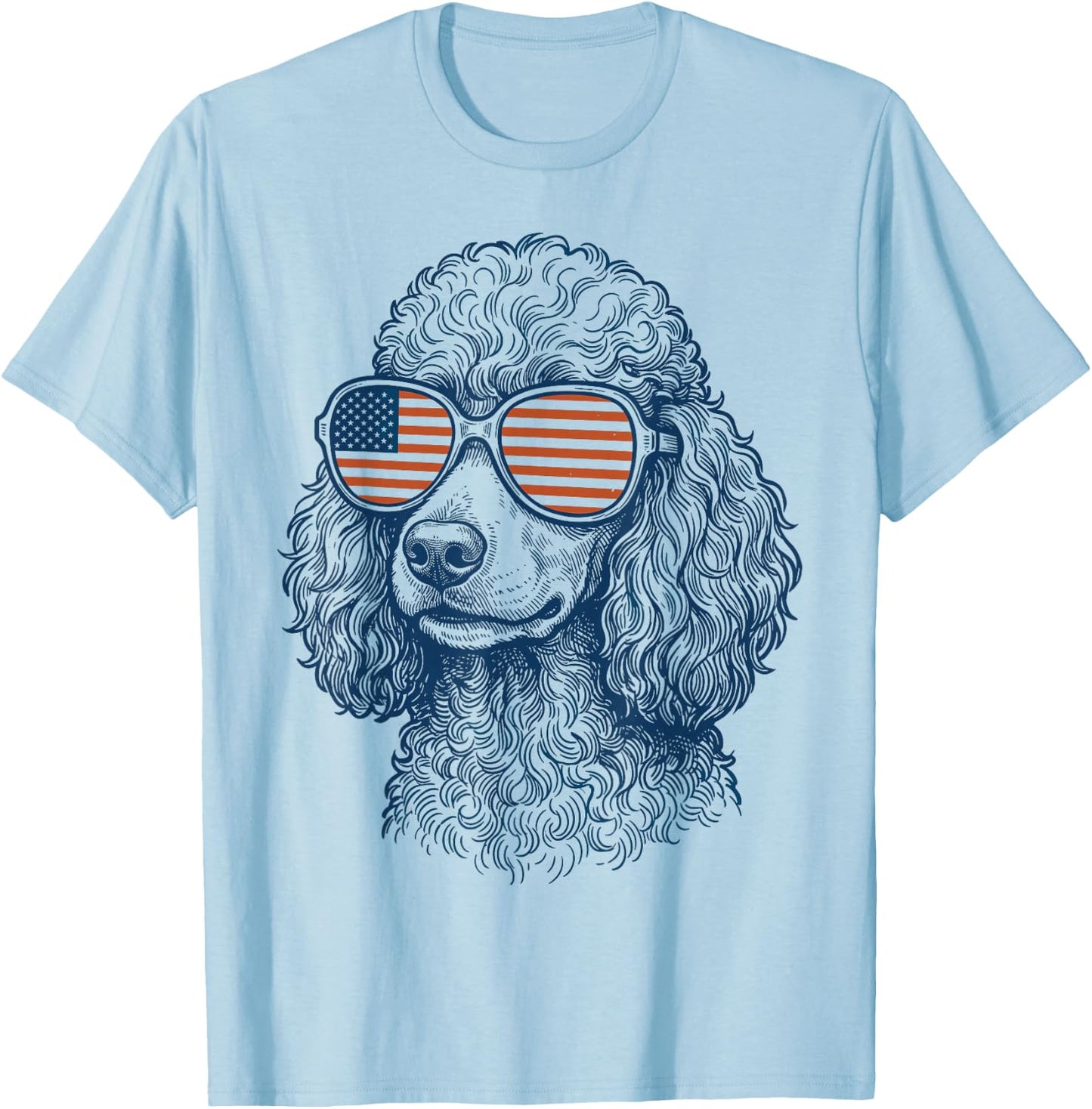 Patriotic Poodle Dog Mom Dad 4th of July Vintage Men Women T-Shirt - T-Shirt | Light Blue