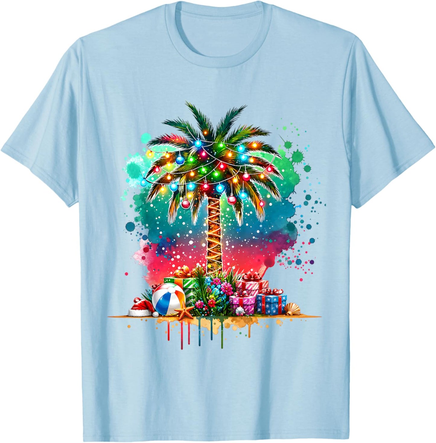 Christmas in July Palm Tree Summer Xmas Men Women Kid T-Shirt - T-Shirt | Light Blue