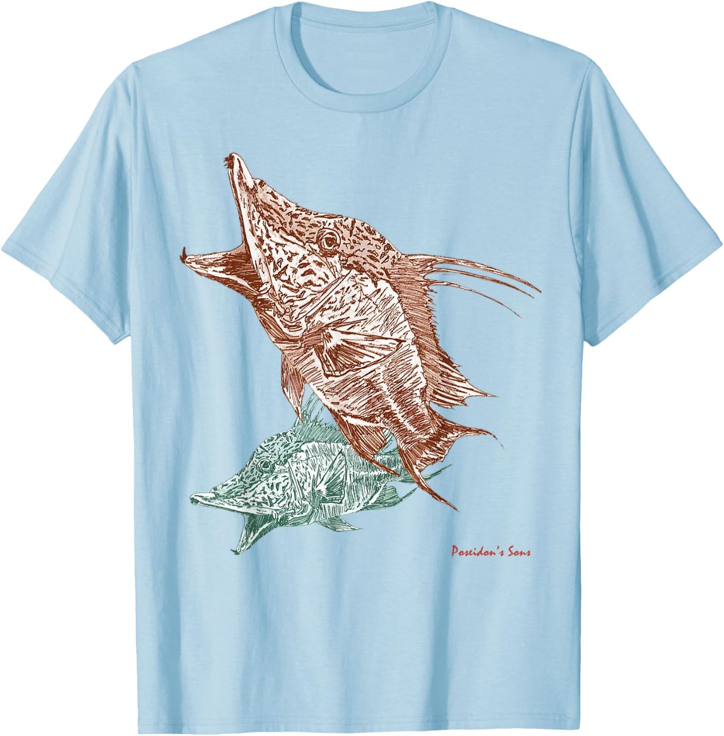 Fishing men hogfish,Outdoors Sports ,Hobby T-Shirt - T-Shirt | Light Blue